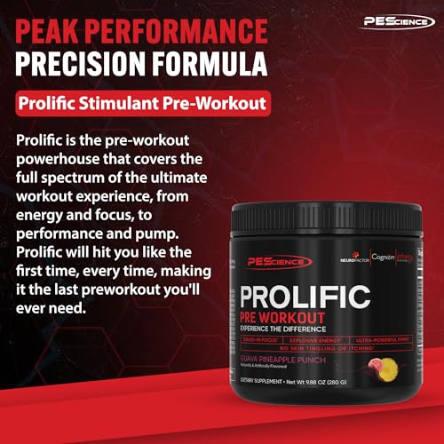 Image 2 of PEScience Prolific Pre-Workout Powder, Guava Pineapple Punch, 40 Scoops