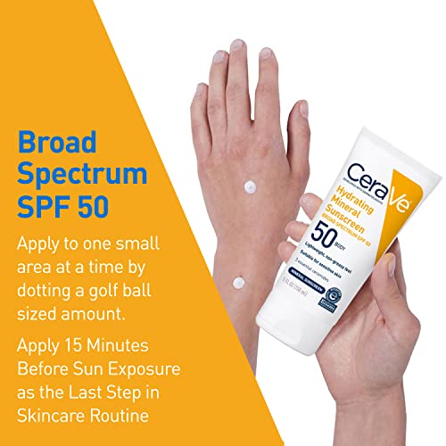 Image 5 of CeraVe Hydrating Mineral Sunscreen SPF 50 Body Sunscreen, Travel Size 5oz