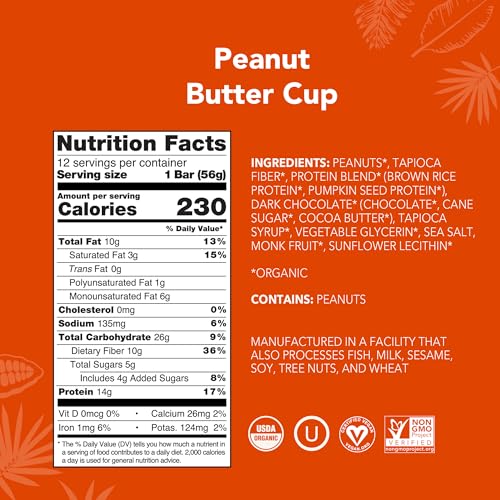 Image 6 of ALOHA Organic Plant Based Protein Bars - Peanut Butter Cup Bar - 12 Bars