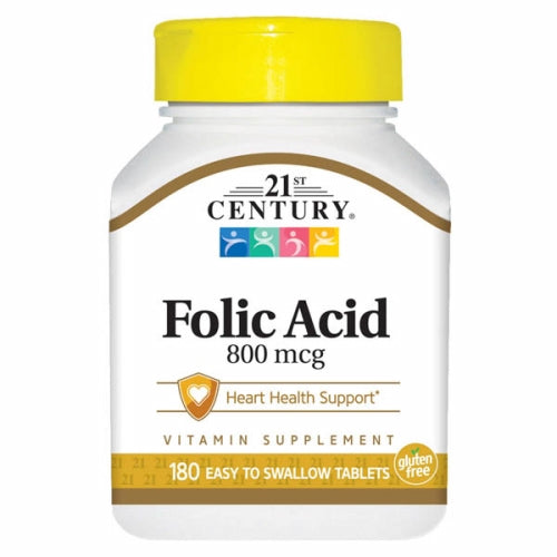 21st Century Folic Acid 800 mcg 180 Tabs