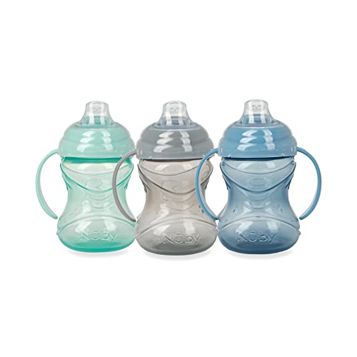 Image 1 of Blue, Gray & Aqua (Pack of 1) for the product Nuby No-Spill Grip N' Sip Sippy Cup with Clik It Lock