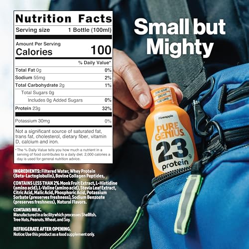 Image 2 of Pure Genius 23g Protein Shot - 100 Calories, No Sugar, No Fat - 24 Shots
