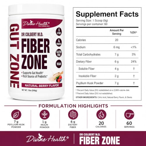 Image 3 of Divine Health Dr. Colbert MD Fiber Zone Powder 19oz