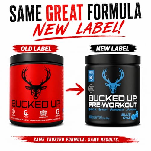 Image 3 of Bucked Up Pre Workout 6 Grams Citrulline, 2 Grams Beta Alanine, and 3 Other Registered trademarked Ingredients (Blue Raz)