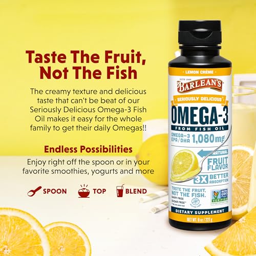 Image 4 of Barlean's Lemon Creme Omega-3 Fish Oil Liquid, 8oz