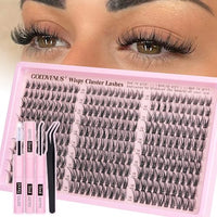 Thumbnail for Image 25 of A-natural clusters kit with tweezers for the product Goddvenus Eyelash Extensions Wispy Natural DIY C Curl Individual Lashes Clusters