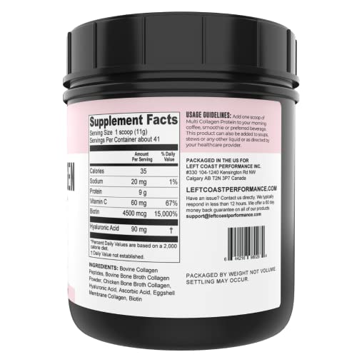 Image 3 of Left Coast Performance Pure Bone Broth and Multi Collagen Powder for Joint, Hair, Skin, and Nails Support