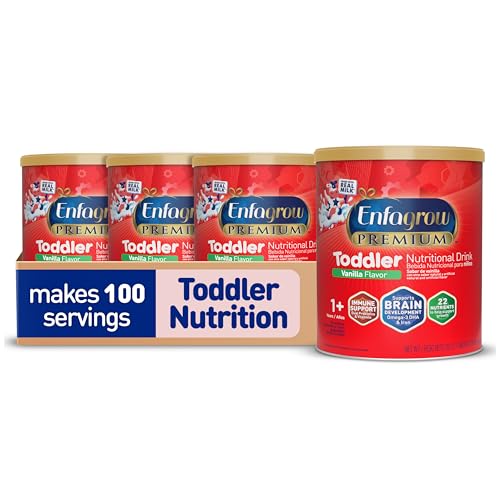 Image 2 of 32 Ounce (Pack of 4) / Can for the product Enfagrow Premium Toddler Milk Nutritional Drink, Vanilla, 32 Oz