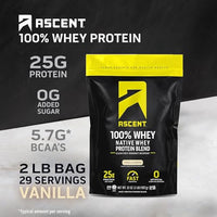Thumbnail for Image 2 of Ascent 100% Whey Protein Powder, Vanilla Bean, 2 lb, Daily Protein