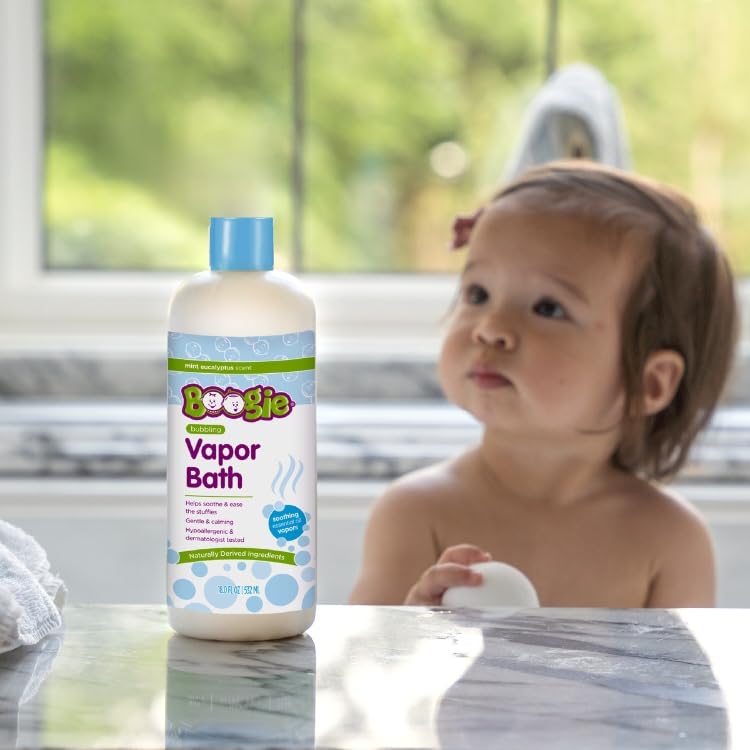 Image 2 of Boogie Kids Botanical Bubble Bath, Soothing Vapor, Made with Plant and Oat Extracts, Natural Essential Oils, Mint Eucalyptus, 18 oz (Pack of 4)