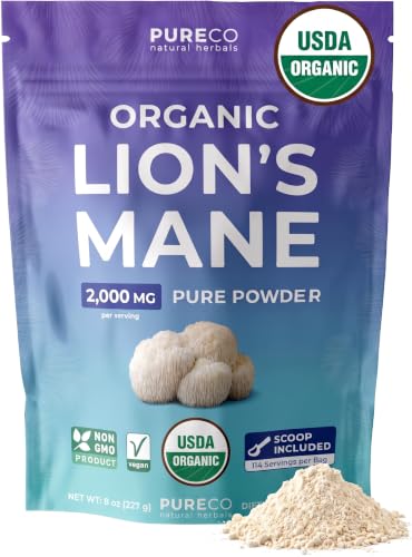 Image 3 of 8 Ounce (Pack of 1) for the product PURE CO Organic Lions Mane Supplement Capsules