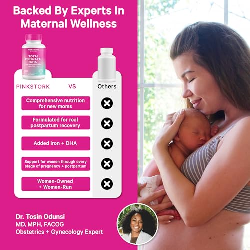 Image 4 of Pink Stork Total Postnatal + DHA with Iron, 60 Capsules, Berry