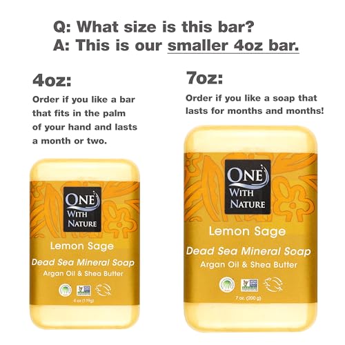 Image 2 of One With Nature Lemon Sage Dead Sea Salt Exfoliating Soap Bar, 4 oz 3 Pack