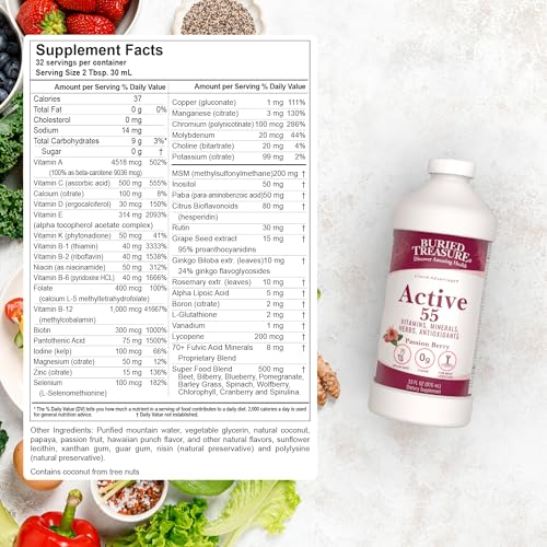 Image 2 of Buried Treasure Active 55 Plus Liquid Multivitamin for Seniors 32 Servings