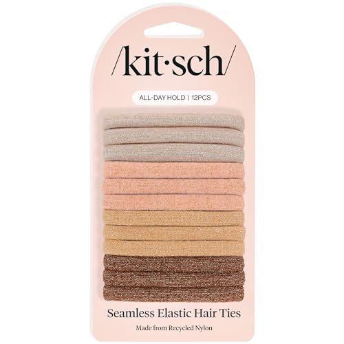 Image 1 of Default Title for the product Kitsch Elastic Hair Ties No Damage | Stretchable Hair Bands - Neutral 12pcs