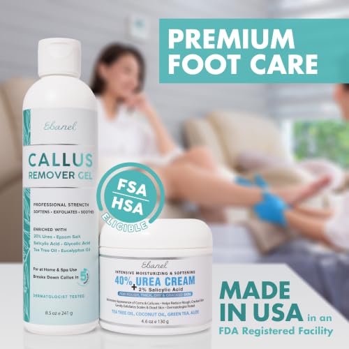 Image 2 of Ebanel Set of Salon Grade Callus Remover for Feet Gel + 40% Urea Foot Cream