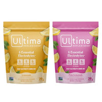 Thumbnail for Image 1 of Default Title for the product Ultima Replenisher Electrolyte Powder Drink Mix Bundle ? Sugar Free ? Lemonade and Pink Lemonade, 20 Stickpacks ? 6 Electrolytes and Minerals ? Keto Friendly, Vegan, Non-GMO