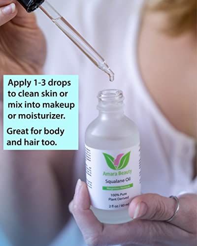 Image 5 of Amara Beauty Squalane Oil Moisturizer with 100% Pure Plant Derived Squalane for Face, Body, Skin and Hair - Face Oil 2 fl. oz.
