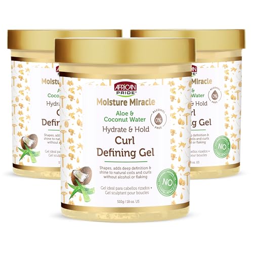 Image 1 of 18 Ounce (Pack of 3) for the product African Pride Moisture Miracle Hydrate & Hold Curl Defining Gel for Curly & Coily Hair, 18oz, Pack of 3