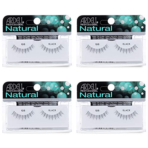 Image 1 of Default Title for the product Ardell False Eyelashes 108 - Black, Lightweight, Reusable Strip Lashes, 4 Pack
