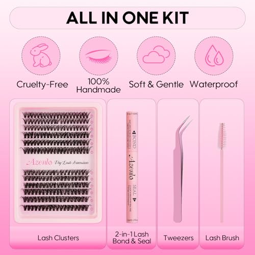 Image 4 of Azenlo Lash Extensions 40D+60D Cluster 240pcs DIY Wispy Lash Clusters 10-16mm Eyelash Clusters for Beginners At Home Individual Thin Band Lash Kit (40D+60D Kit)