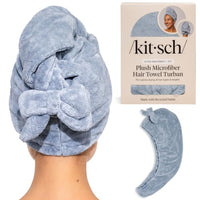 Thumbnail for Image 3 of Coastal Blue for the product Kitsch XL Microfiber Hair Towel Wrap for Women