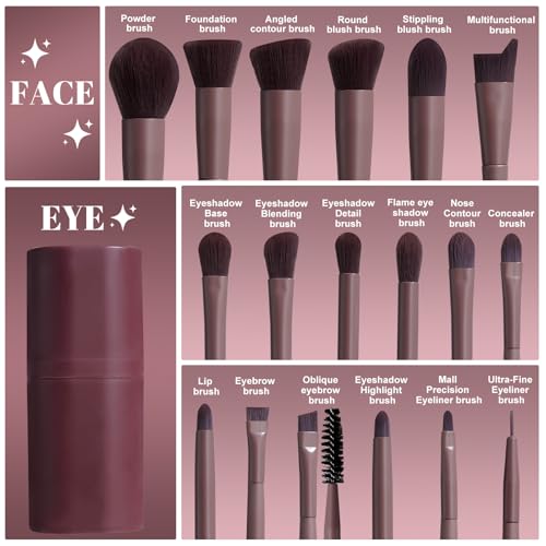 Image 9 of BS-MALL Makeup Brush Set 18 Pcs Professional Synthetic Brushes with Case
