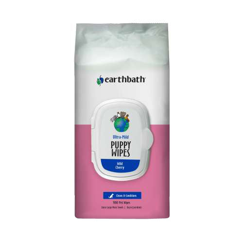 Ultra Mild Puppy Wipes Wild Cherry 100 Count by Earthbath