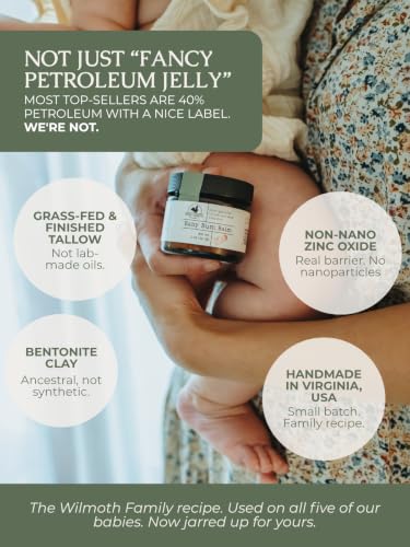 Image 7 of Hearth and Homestead Baby Bum Balm, Grass Fed Tallow Diaper Rash Cream with Zinc Oxide & Bentonite Clay, Fragrance Free Diaper Cream for Sensitive Baby Skin, Newborn Safe, 2oz