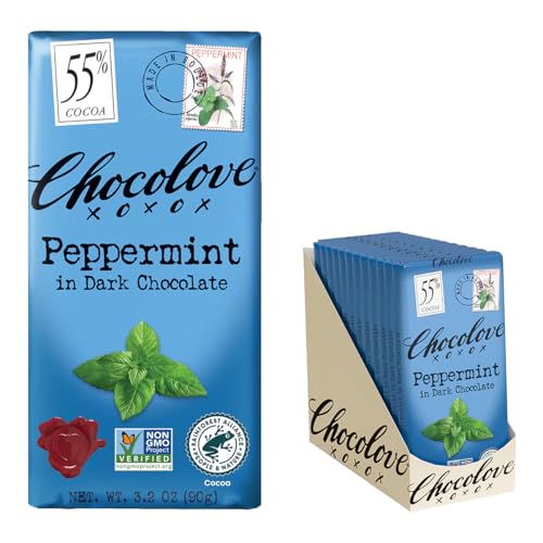 Image 1 of Default Title for the product Chocolove Peppermint Dark Chocolate Bars 3.2oz Pack of 12