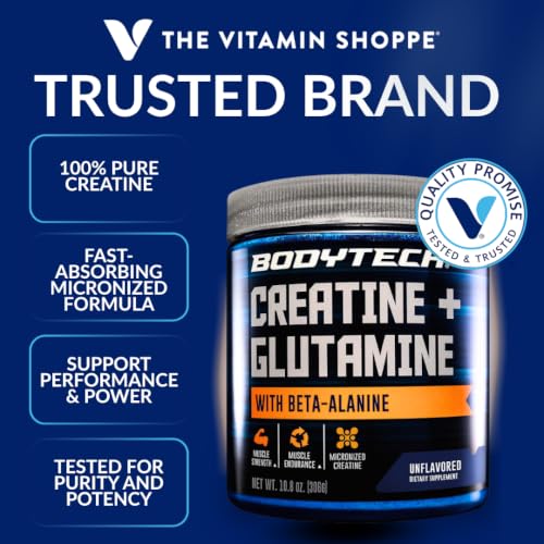 Image 2 of BodyTech Creatine + Glutamine Powder, Unflavored, 10.8 Oz, 30 Servings