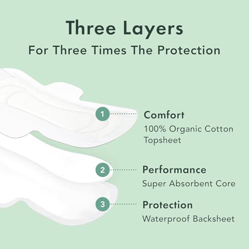 Image 3 of Rael Organic Cotton Cover Sanitary Pads for Women, Heavy (Large, 24 Ct)