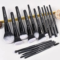 Thumbnail for Image 5 of Bueart Design 19Pcs Ultra Soft Black Labeled Dense Hair Makeup Brushes Set