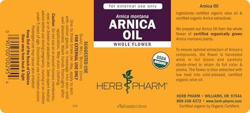 Herb Pharm Certified Organic Arnica Oil - 4 Ounce