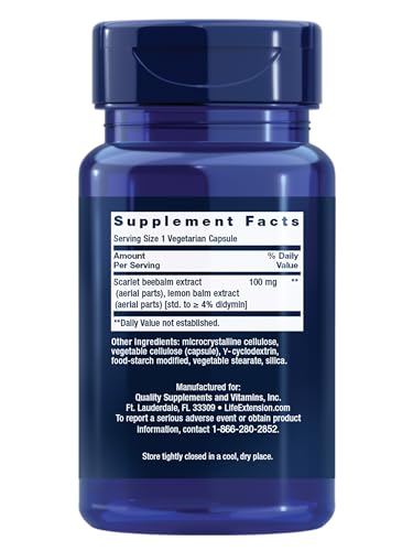 Life Extension® Biological Aging Defense, Healthy Aging Support, DNA methylation, telomere Supplement, Scarlet beebalm, Gluten-Free, Non-GMO, Vegetarian, 30 Capsules