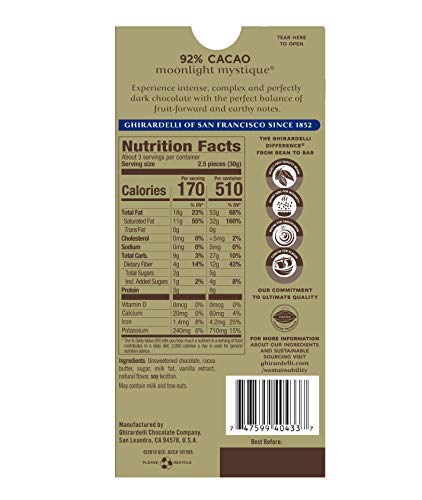 GHIRARDELLI INTENSE DARK 92% Cacao Chocolate Bars, 3.17 oz Bar (Pack of 12) – Premium Extra Dark Chocolate for Gifting & Sharing