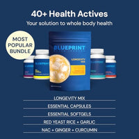 Thumbnail for Blueprint Bryan Johnson Longevity Mix - Muscle Builder & Recovery Supplement - Promotes Focus and Balanced Mood - Magnesium, Creatine, L-Theanine, Glutathione & Vitamin C- 30 Servings, Pineapple Yuzu