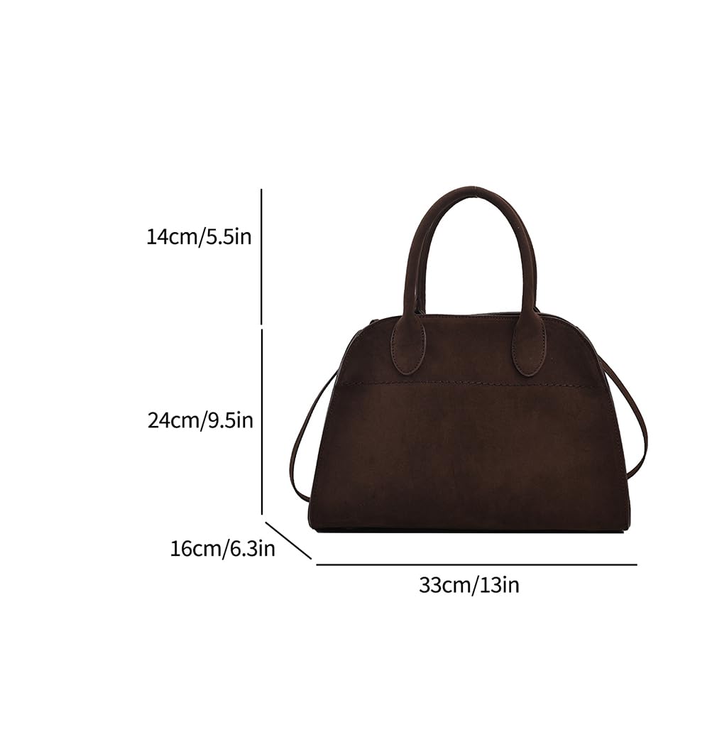 Covelin Women's Retro Suede Tote Bag Ladies' Fashion Shoulder Handbag Top Handle Purse Small Coffee