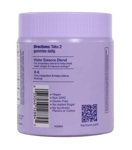 her own Debloat Gummy, Bloating and Gas Relief, Helps Reduce Water Retention, Supports Energy, with Apple Cider Vinegar and Dandelion, Gluten and Soy Free, Vegan, 60 Gummies, 60 Servings