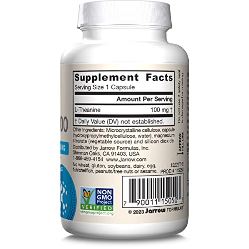 Jarrow Formulas® Regular Strength Theanine 100 mg, Dietary Supplement, 60 Capsules, 60 Day Supply