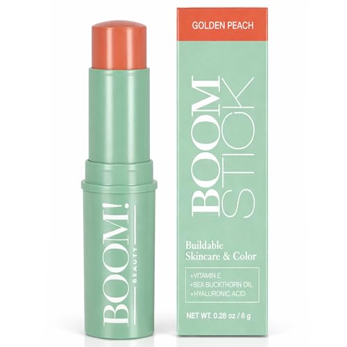 Boomstick Golden Peach ™ - Warm, Coral-Peach Blush Stick and Lipstick - Multistick, Vegan, Makeup for Older Women and Mature Skin Boom Stick By Cindy Joseph