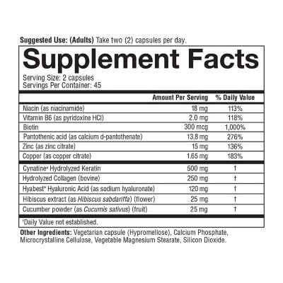 Youtheory Total Beauty, Hibiscus and Cucumber Botanical Blend. 90 Capsules