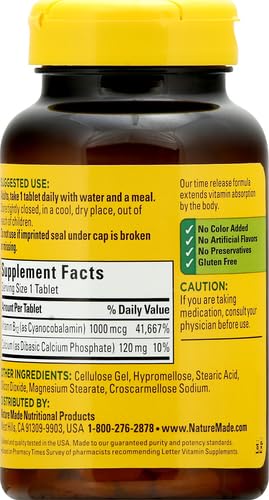 Nature Made Vitamin B12 1000 mcg, Dietary Supplement For Energy Metabolism Support, 160 Time Release Tablets, 160 Day Supply