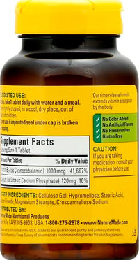 Thumbnail for Nature Made Vitamin B12 1000 mcg, Dietary Supplement For Energy Metabolism Support, 160 Time Release Tablets, 160 Day Supply