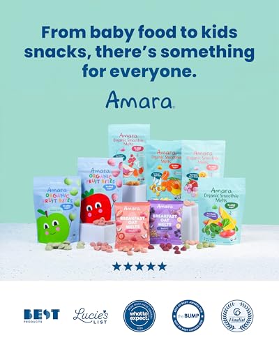 Image 6 of Amara Breakfast Oat Melts - Organic Toddler Snack - Single Serve Fiber-Packed Oat Bites with Real Fruit, No Added Sugar, Quick Dissolving, Strawberry - 12 Pack