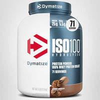Thumbnail for Dymatize ISO100 Whey Protein Powder Isolate, Gourmet Chocolate, 25g of Protein, 20 Servings, 5.5g BCAAs, Less Than 120 Cal., Gluten Free, 1g Fat, 1g Sugar, 2g Carb