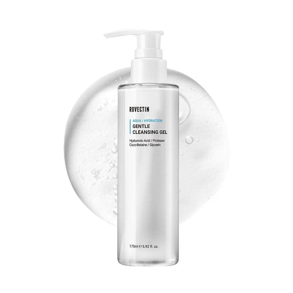 ROVECTIN Aqua Cleansing Gel (Conditioning Cleanser) Hydrating pH Balanced Facial Wash for Sensitive, Dry Skin | No Stripping, Fragrance-Free | Vegan, Korean Skincare (5.9 fl. oz)