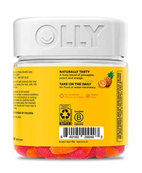 Thumbnail for OLLY Hello Happy Gummy Worms, Mood Balance Support, Vitamin D, Saffron, Adult Chewable Supplement, Tropical Zing - 60 Count