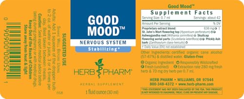 Herb Pharm Good Mood Liquid Herbal Formula with St. John's Wort for Healthy Emotional Balance - 1 Ounce