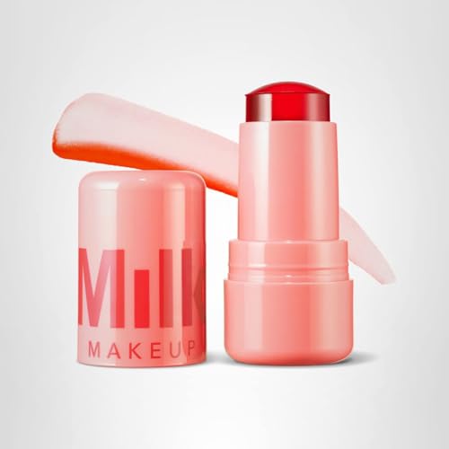 Milk Makeup Cooling Water Jelly Tint – Long-Lasting Sheer Lip + Cheek Stain with Firming Vegan Collagen + Hydrating Aloe – Transfer Proof, Buildable Lip Tint + Blush – Spritz (Coral), 0.17 oz